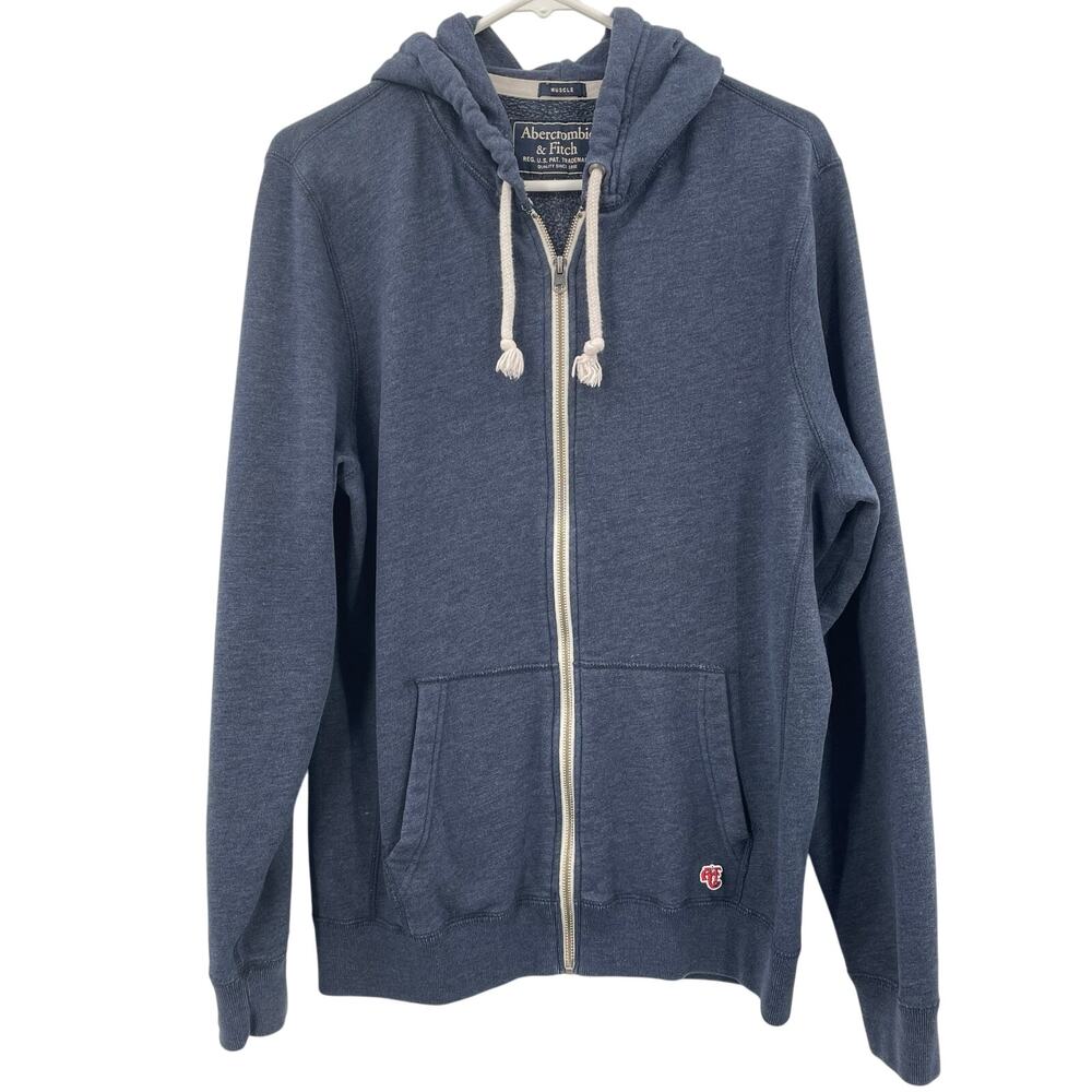 Abercrombie & Fitch Muscle Hoodie Full Zip, Blue Sz. L‎ Outdoor Y2K *READ*